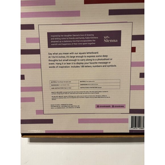 XO Sienna‎ Felt Message Board With Letters  10x10"  Black & Natural - Picture 6 of 6